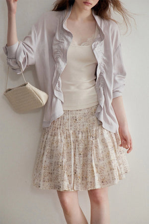 Linen Tencel Pleated Blouse