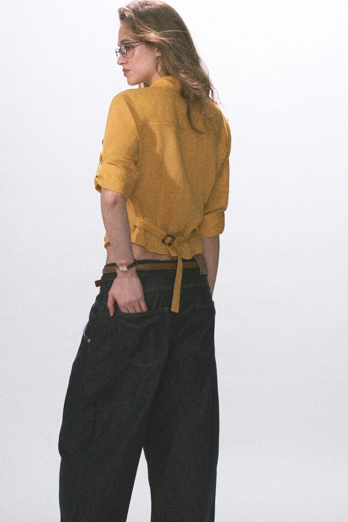 Linen Waist-Cinching Blouse