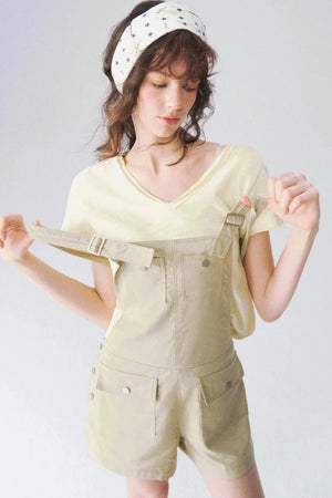 Linen Workwear Short Overalls