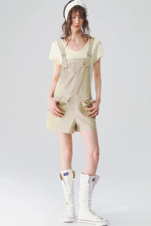 Linen Workwear Short Overalls