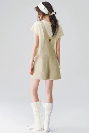 Linen Workwear Short Overalls