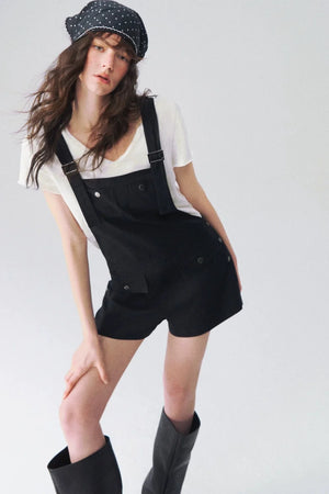Linen Workwear Short Overalls