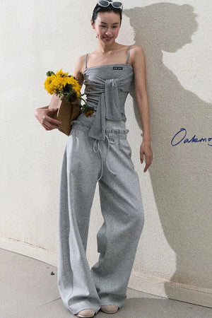 Liquid Cotton Ruffle Wide-Leg Pants