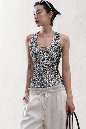 Liquid Cotton Ruffle Wide-Leg Pants