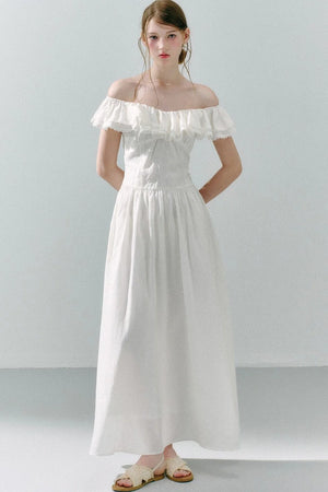 Long Green Linen Blend Dress