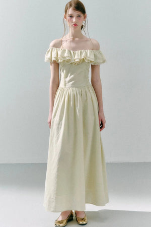 Long Green Linen Blend Dress