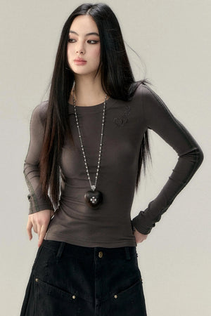 Long Sleeve Lace Panel Top