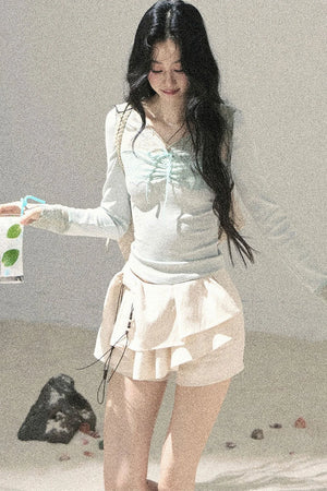 Long Sleeve Lace V-Neck Top