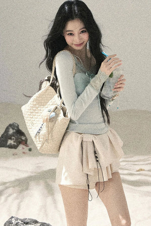 Long Sleeve Lace V-Neck Top