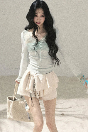 Long Sleeve Lace V-Neck Top