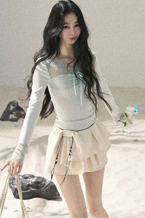 Long Sleeve Lace V-Neck Top