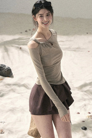 Long-Sleeve Off-Shoulder Top