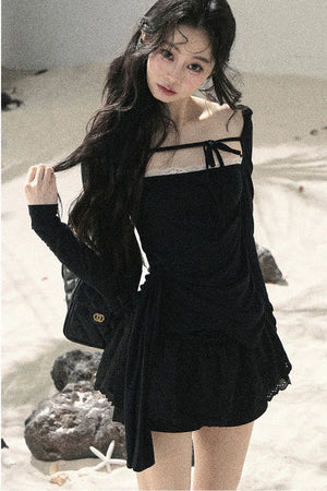 Long Sleeve Square Neck Lace Top