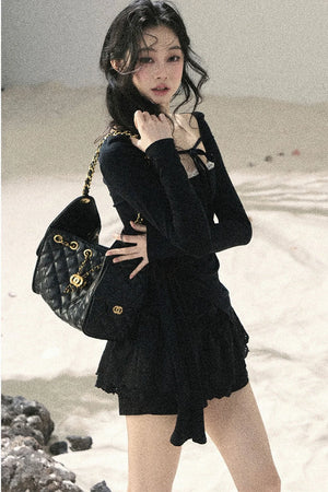 Long Sleeve Square Neck Lace Top
