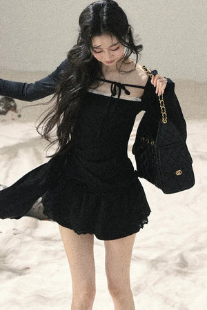 Long Sleeve Square Neck Lace Top