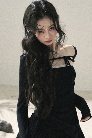 Long Sleeve Square Neck Lace Top