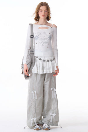 Loose Fit Lace Wide Pants