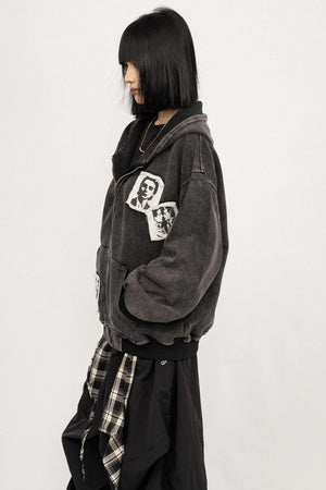 Loose Hooded Sweatshirt Jacket