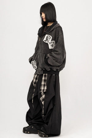 Loose Hooded Sweatshirt Jacket