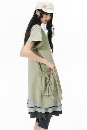 Loose Irregular Large Pocket Short-Sleeve T-Shirt