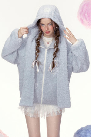 Loose Lambswool Hoodie Jacket