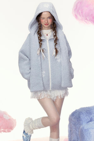 Loose Lambswool Hoodie Jacket