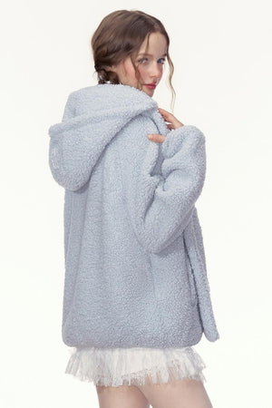 Loose Lambswool Hoodie Jacket