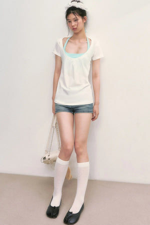 Loose Layered-Look Halter Two-Piece Top Set