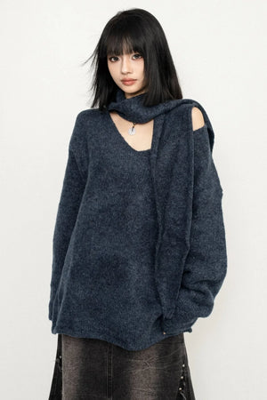 Loose Multi-Color Knitted Sweater