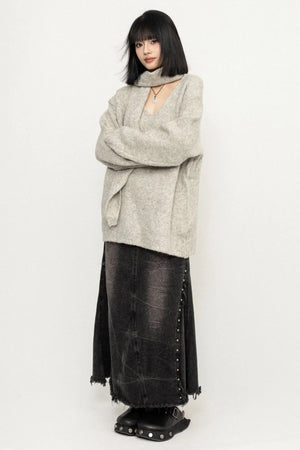 Loose Multi-Color Knitted Sweater