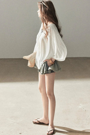 Loose Sheer Knotted Cover-Up Top