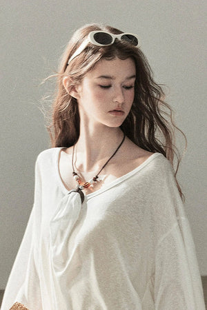 Loose Sheer Knotted Cover-Up Top