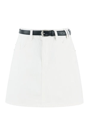Loose Short-Sleeved Striped Shawl T-Shirt and Denim Skirt Set-Up