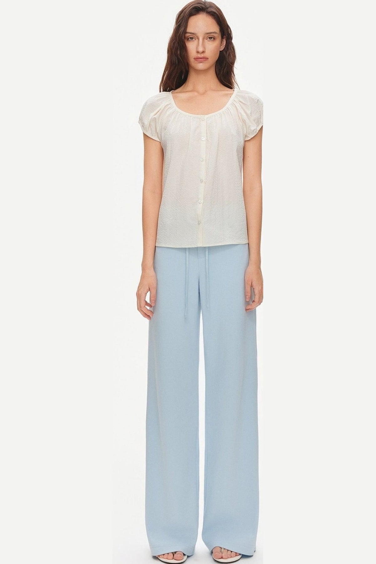 Loose Textured Cotton Seersucker Shirt