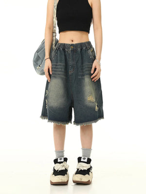 Loose Versatile Denim Cropped Pants