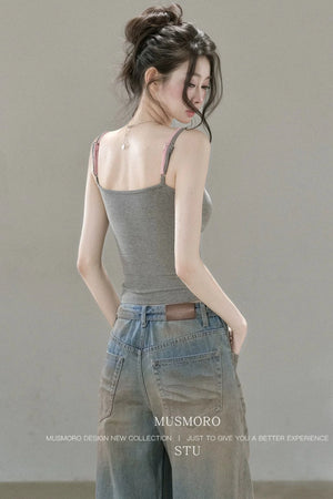 Low-Rise Complex Denim Pants