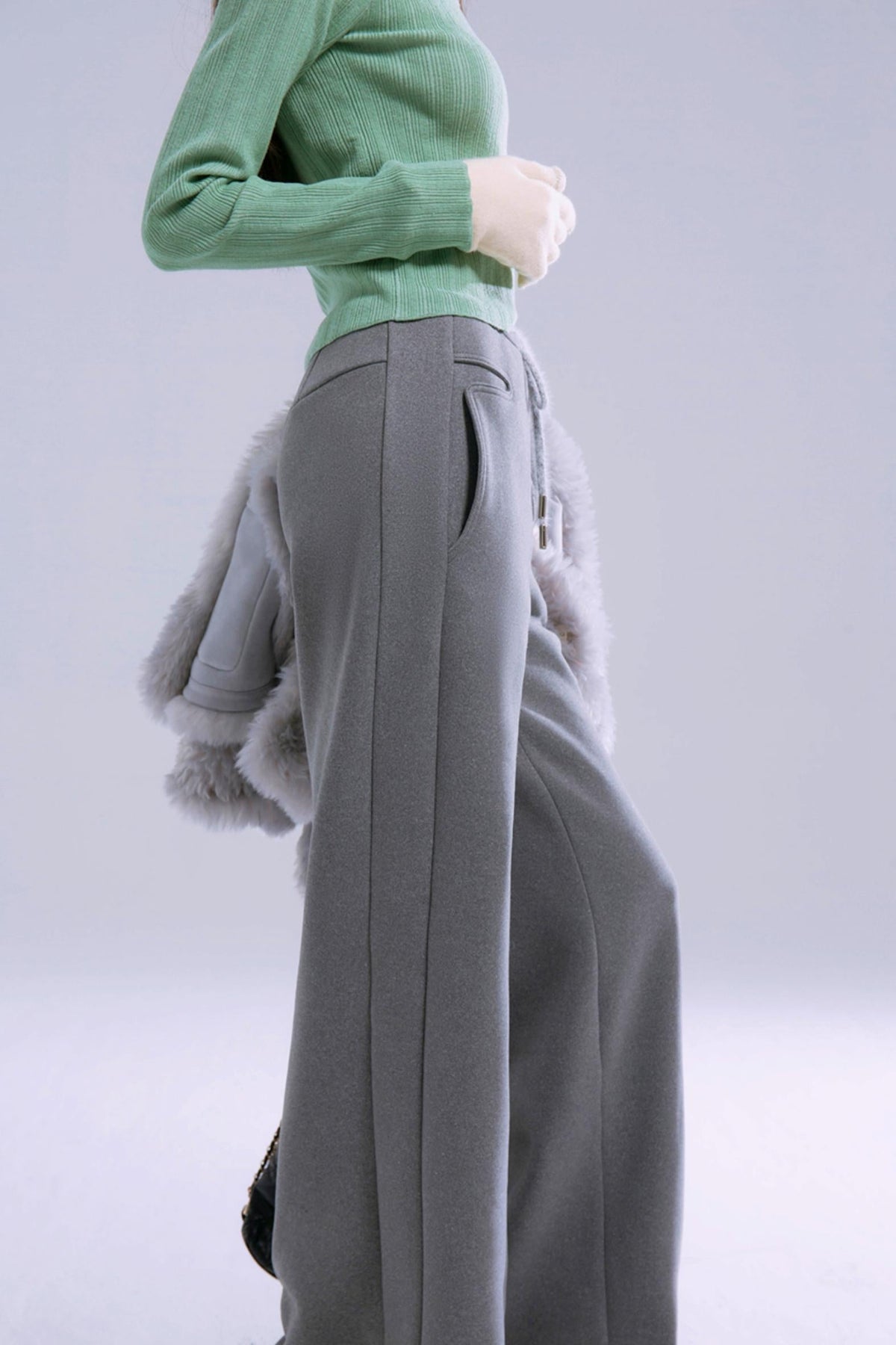 Low-Rise Straight Velvet Warm Pants