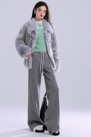 Low-Rise Straight Velvet Warm Pants