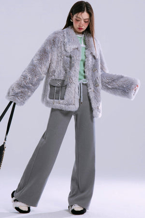 Low-Rise Straight Velvet Warm Pants