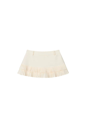 Low-Waist Acetate Pleated Tiered A-Line Skirt