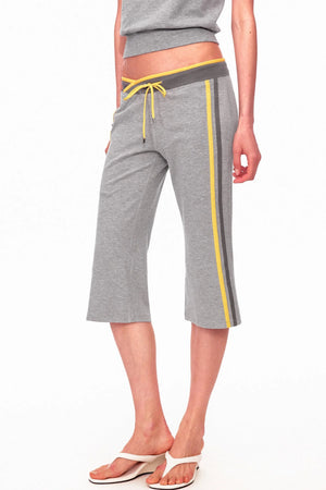 Low-Waist Color-Block Drawstring Knit Capri Pants