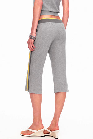 Low-Waist Color-Block Drawstring Knit Capri Pants