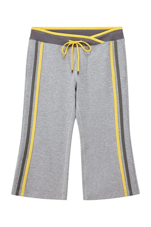 Low-Waist Color-Block Drawstring Knit Capri Pants