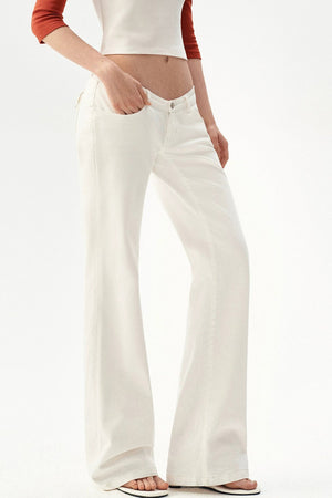 Low Waist Flare Cotton Pants