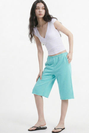 Low-Waist Frayed Straight-Leg Terry Sweatpants