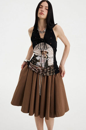 Low Waist Solid A-Line Skirt