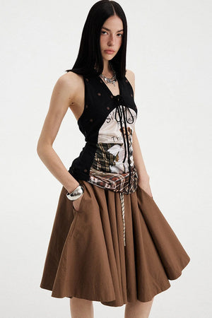 Low Waist Solid A-Line Skirt