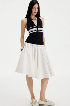 Low Waist Solid A-Line Skirt