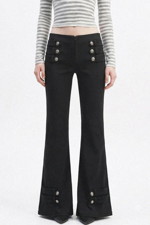 Low-Waist Waistless Buttoned Flared Pants