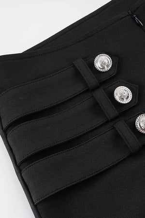 Low-Waist Waistless Buttoned Flared Pants